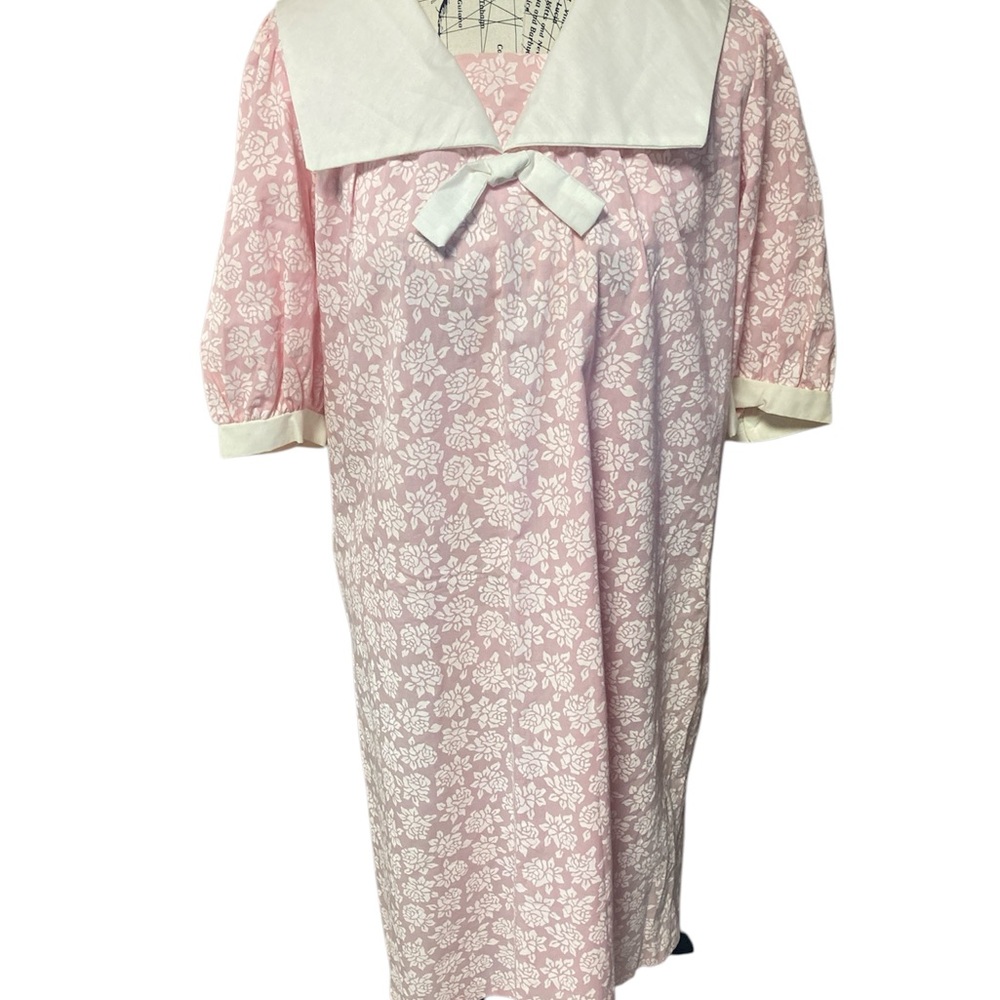 Made In The USA Vintage Pink White Bow Sailor Floral Dress 8